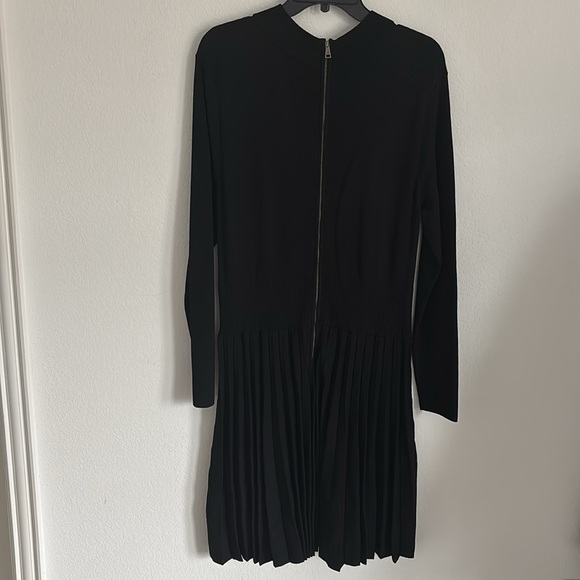 Ted Baker Women Black Sheer Argyle Skater Dress Long Sleeve Size 16-18